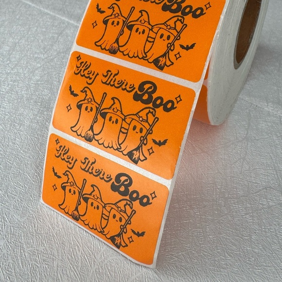Hey Boo orange Sticker, Ghost Sticker, Halloween Sticker packaging stickers new - Picture 5 of 11